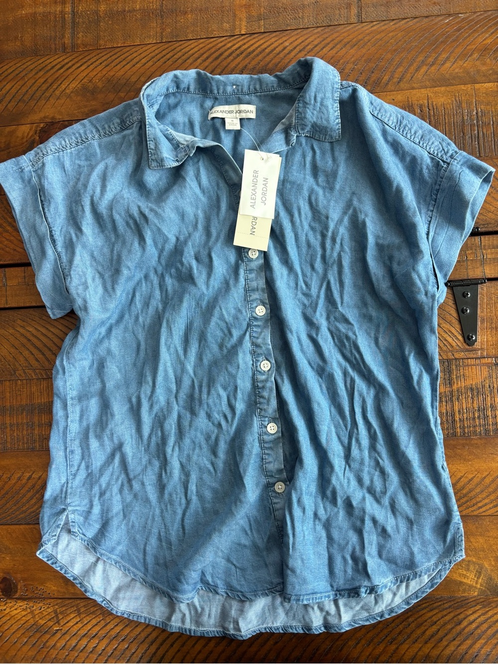 Relaxed Light Blue Denim Button-Down Shirt - Picture 8 of 10